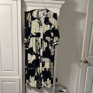 Elegant Black and Cream Floral Dress